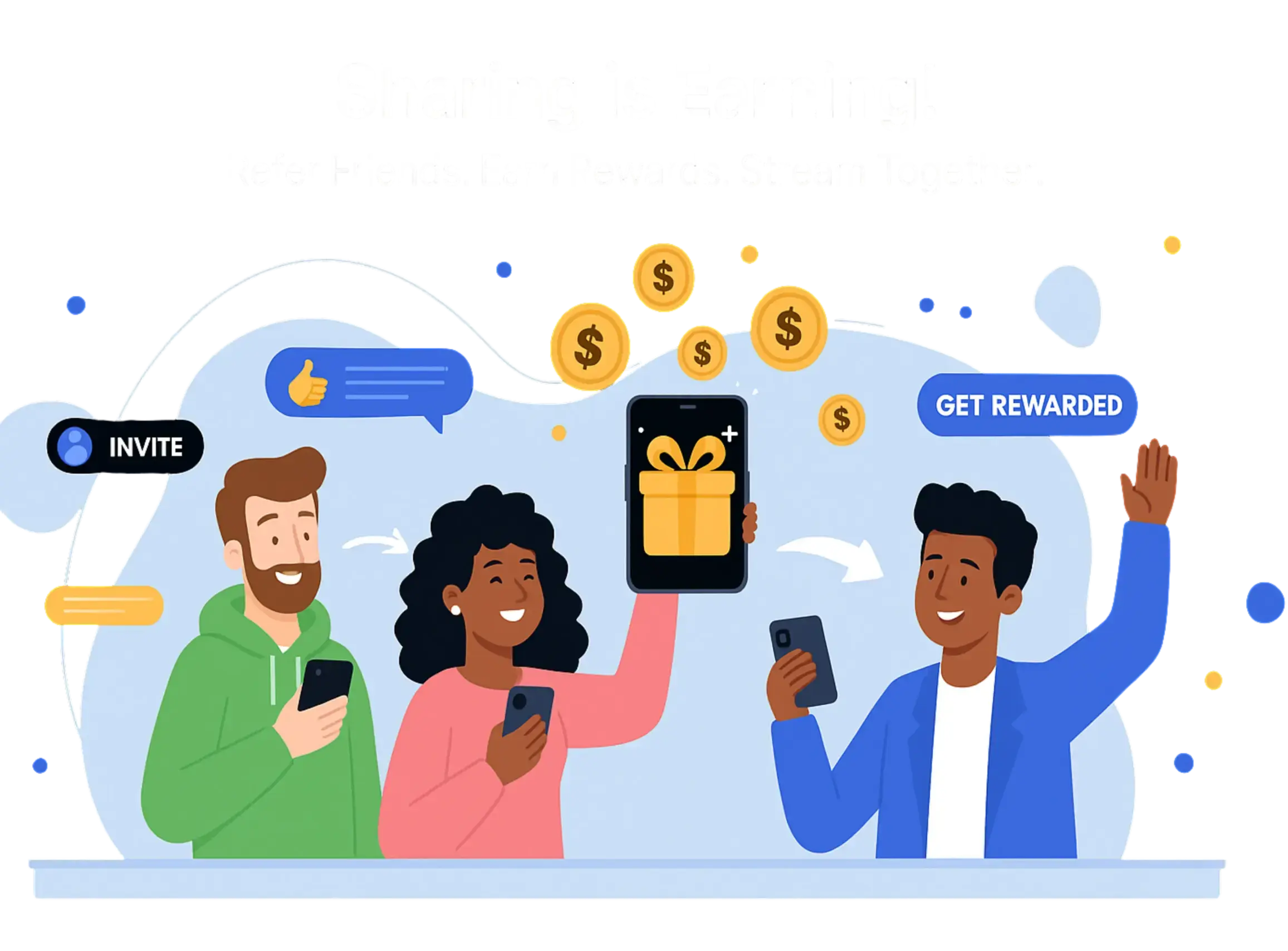Sharing is Earning White Text